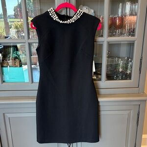 NWT Eliza J Black Dress with Pearl Neckline